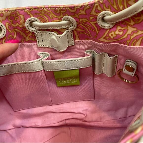 Sigrid Olsen TWILLIGHT pais pink multi Paisley  sequin  Leather Bag - Picture 12 of 14